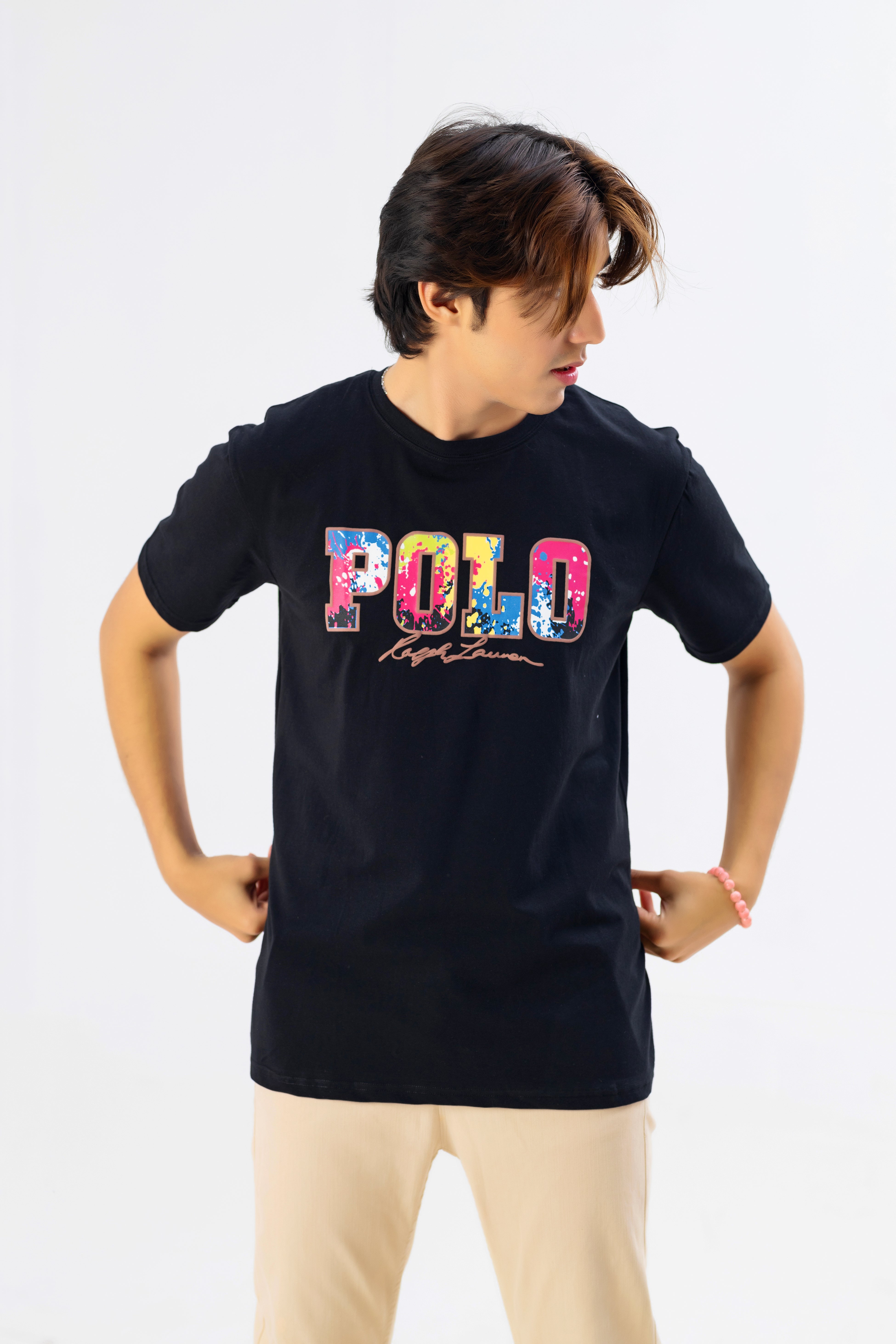 Black T-shirt with Polo Print