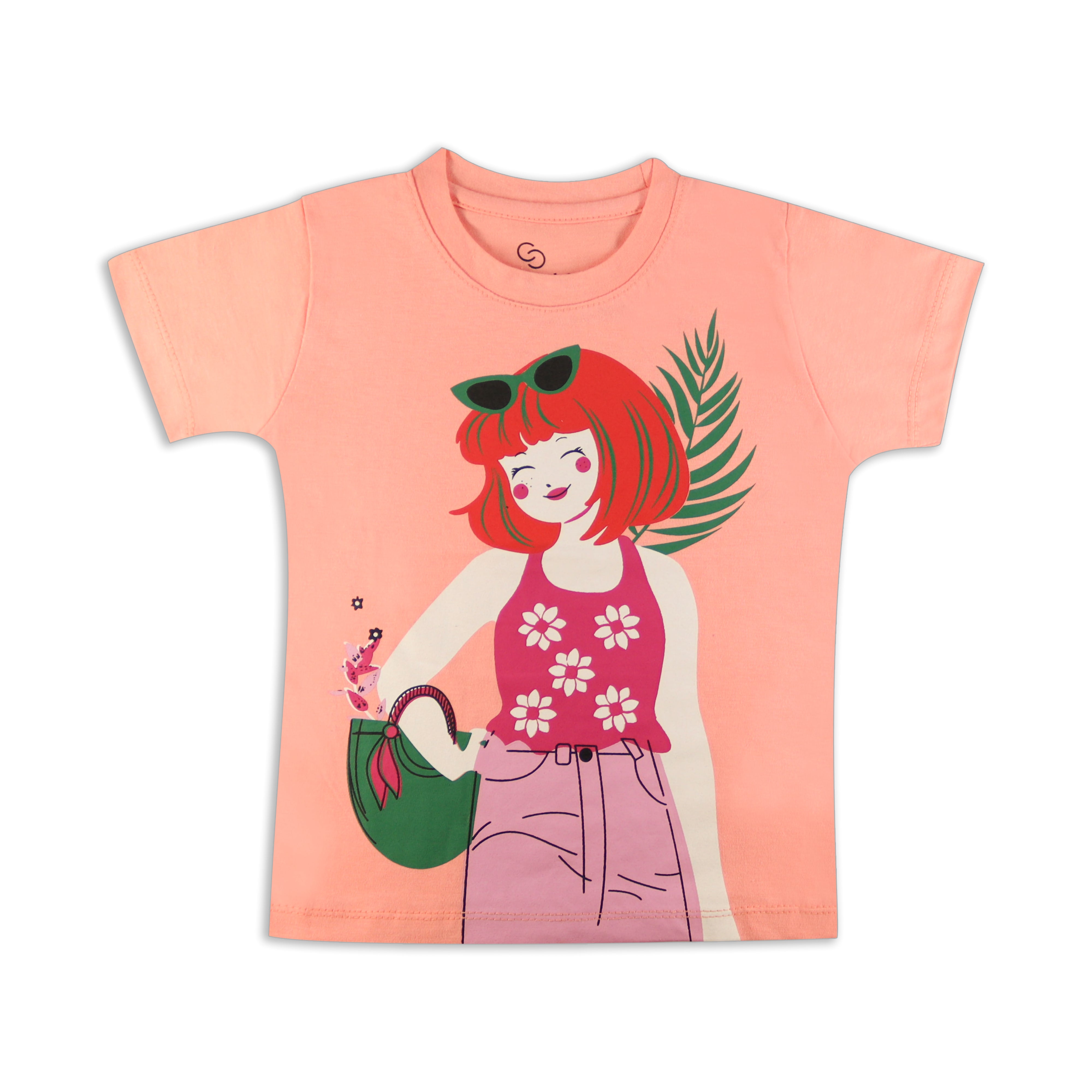 Girls Summer Tshirt - Peach Color