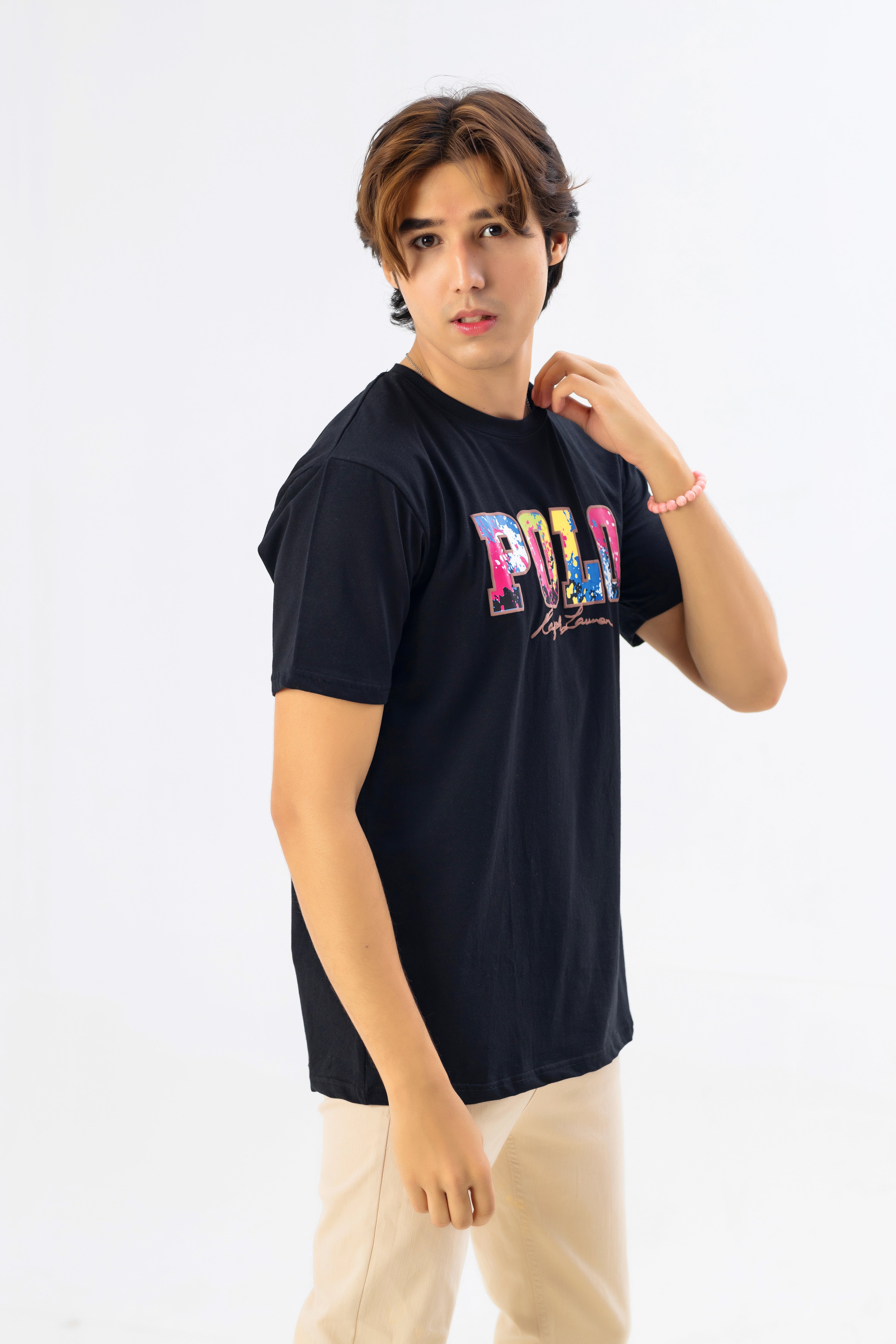 Black T-shirt with Polo Print