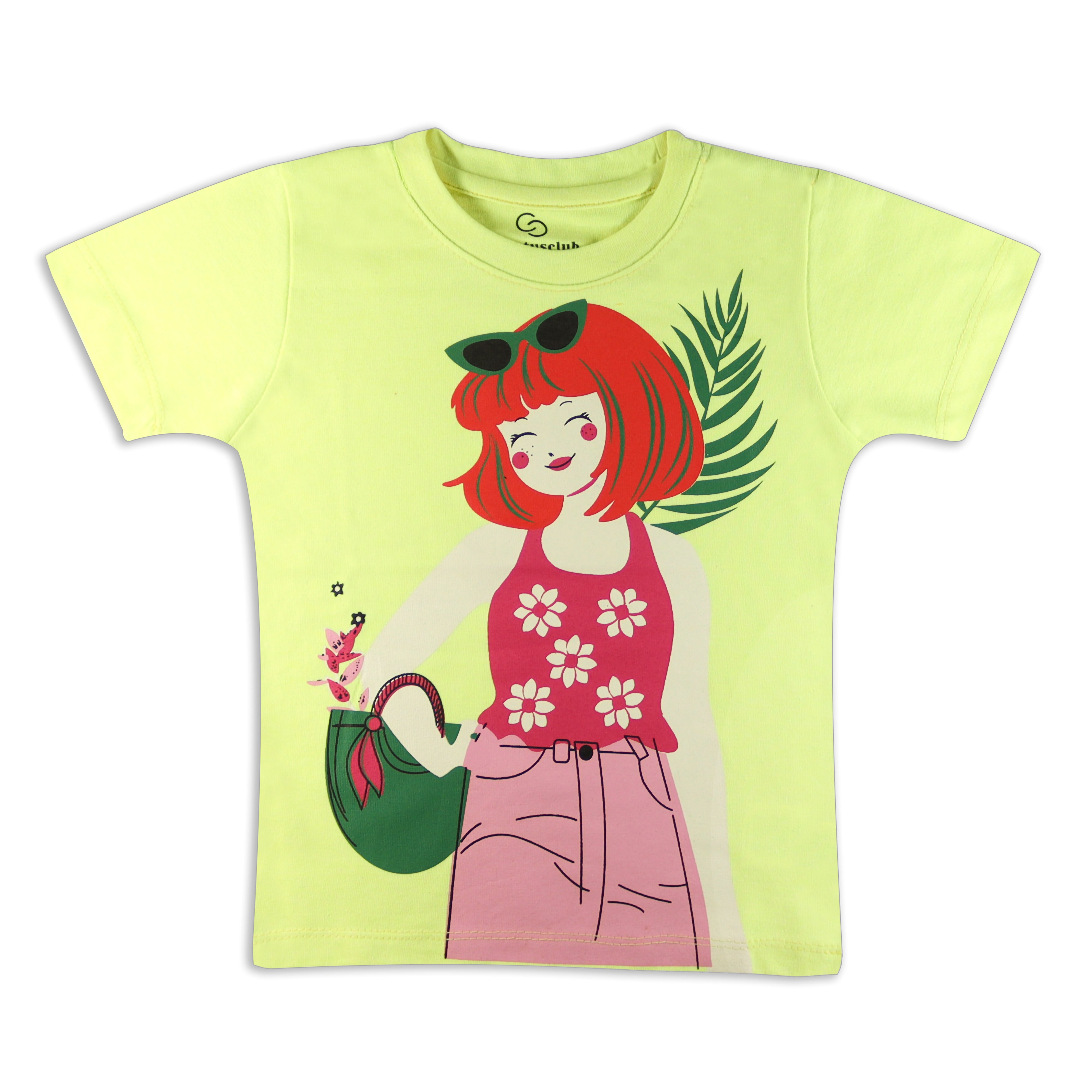 Girls Summer Tshirt - Parrot Green