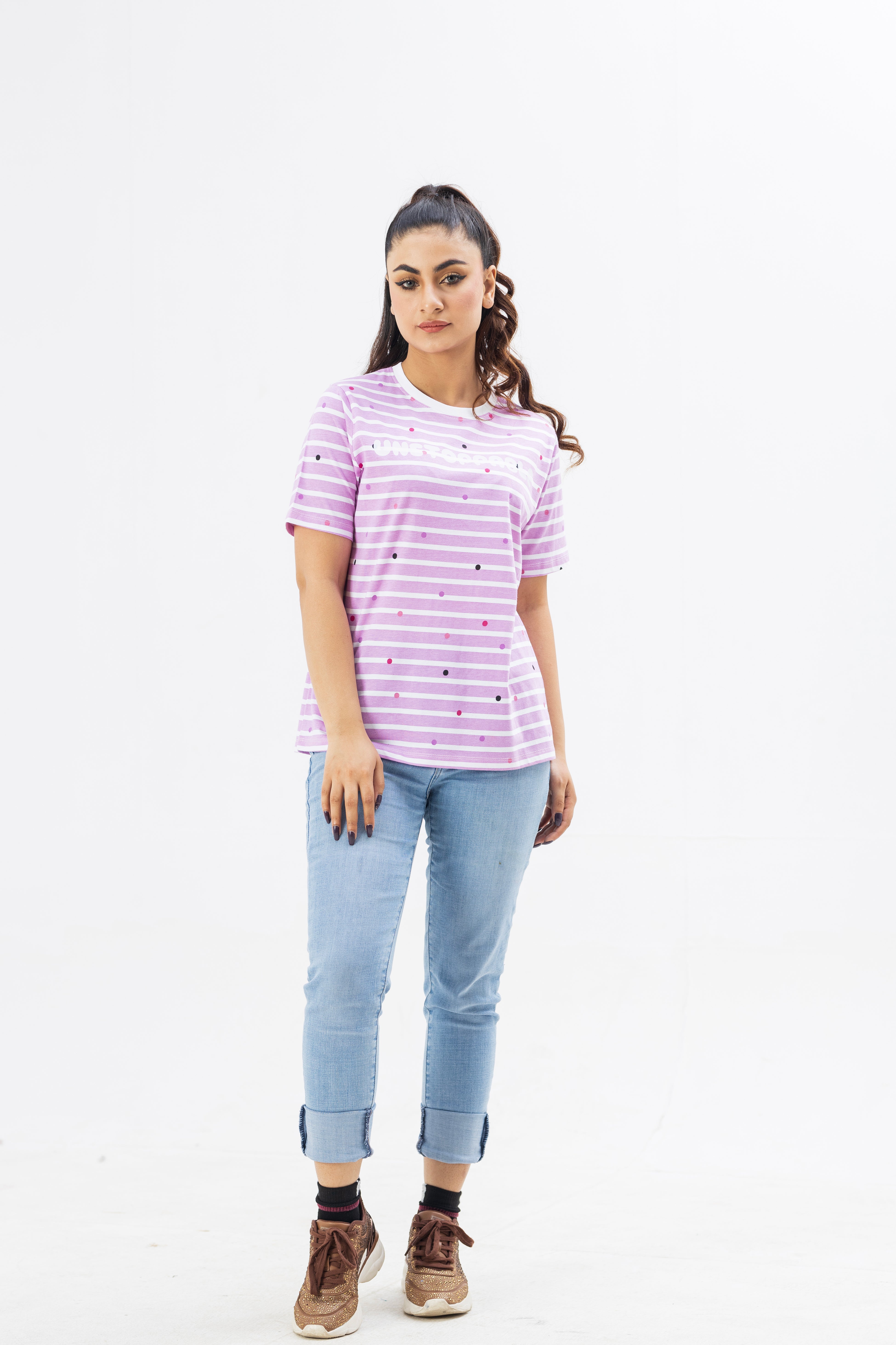 Women's Short Sleeves Stripted T-shirt