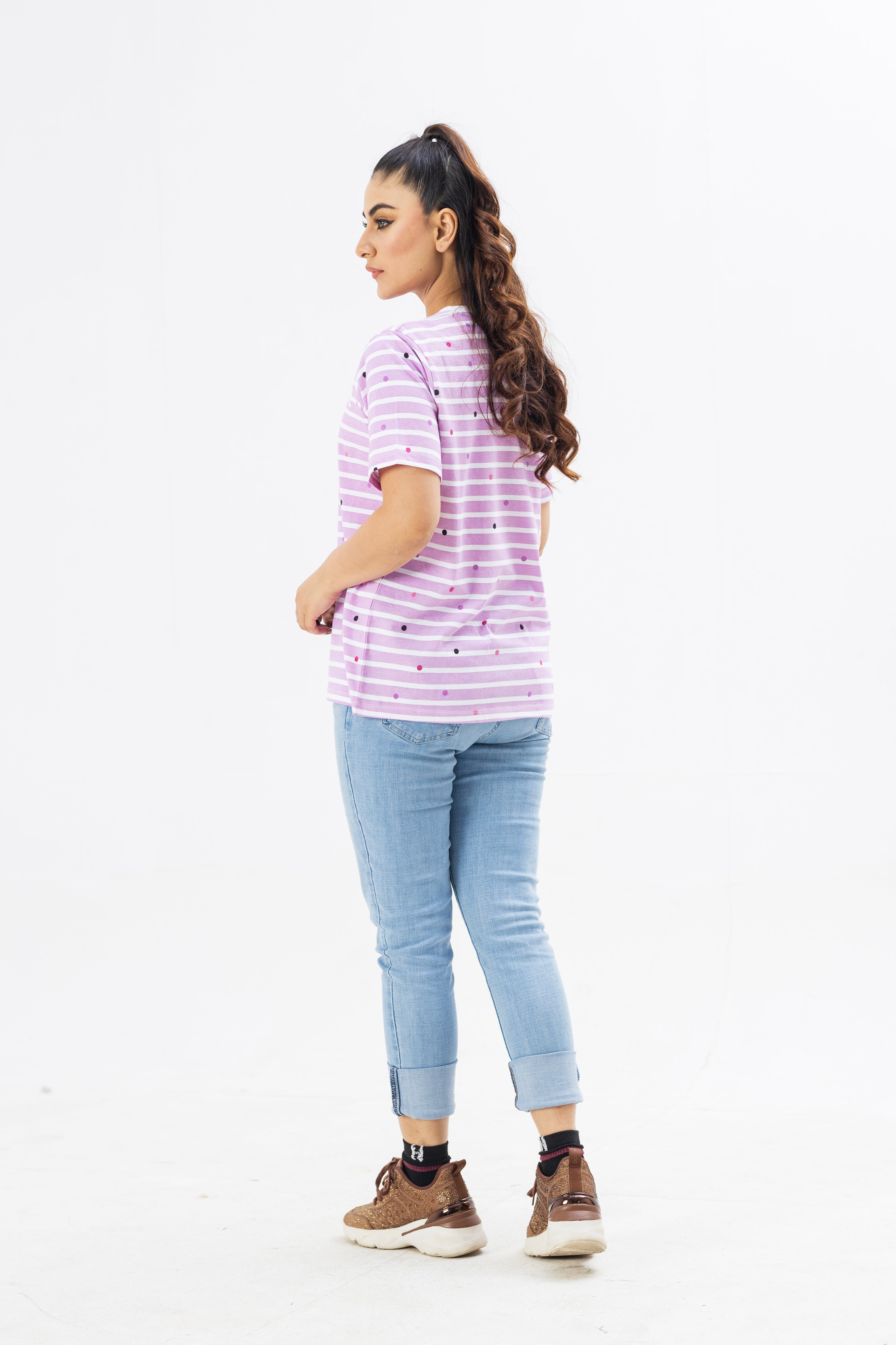 Women's Short Sleeves Stripted T-shirt