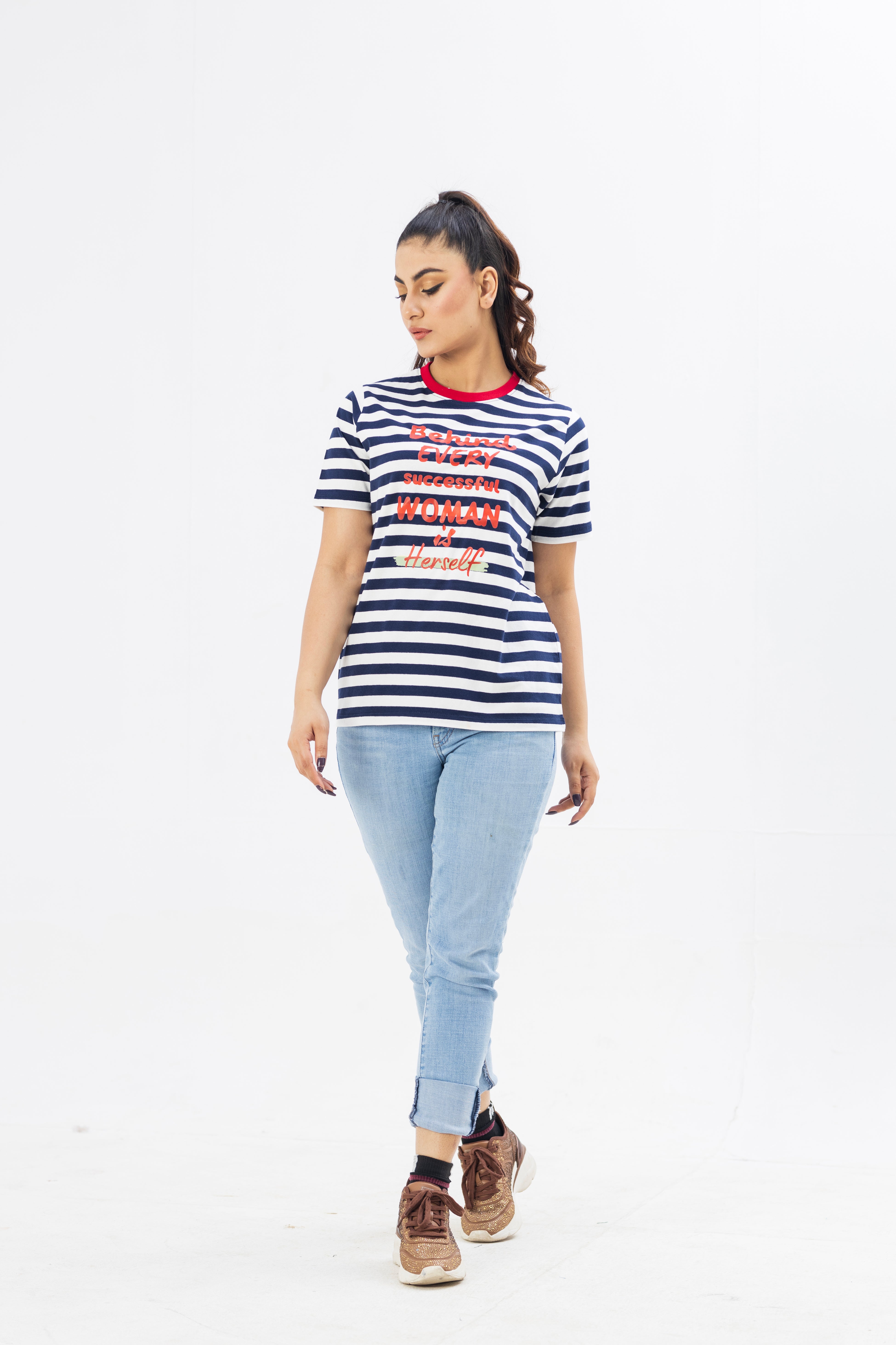 Blue Striped T-Shirt for Women