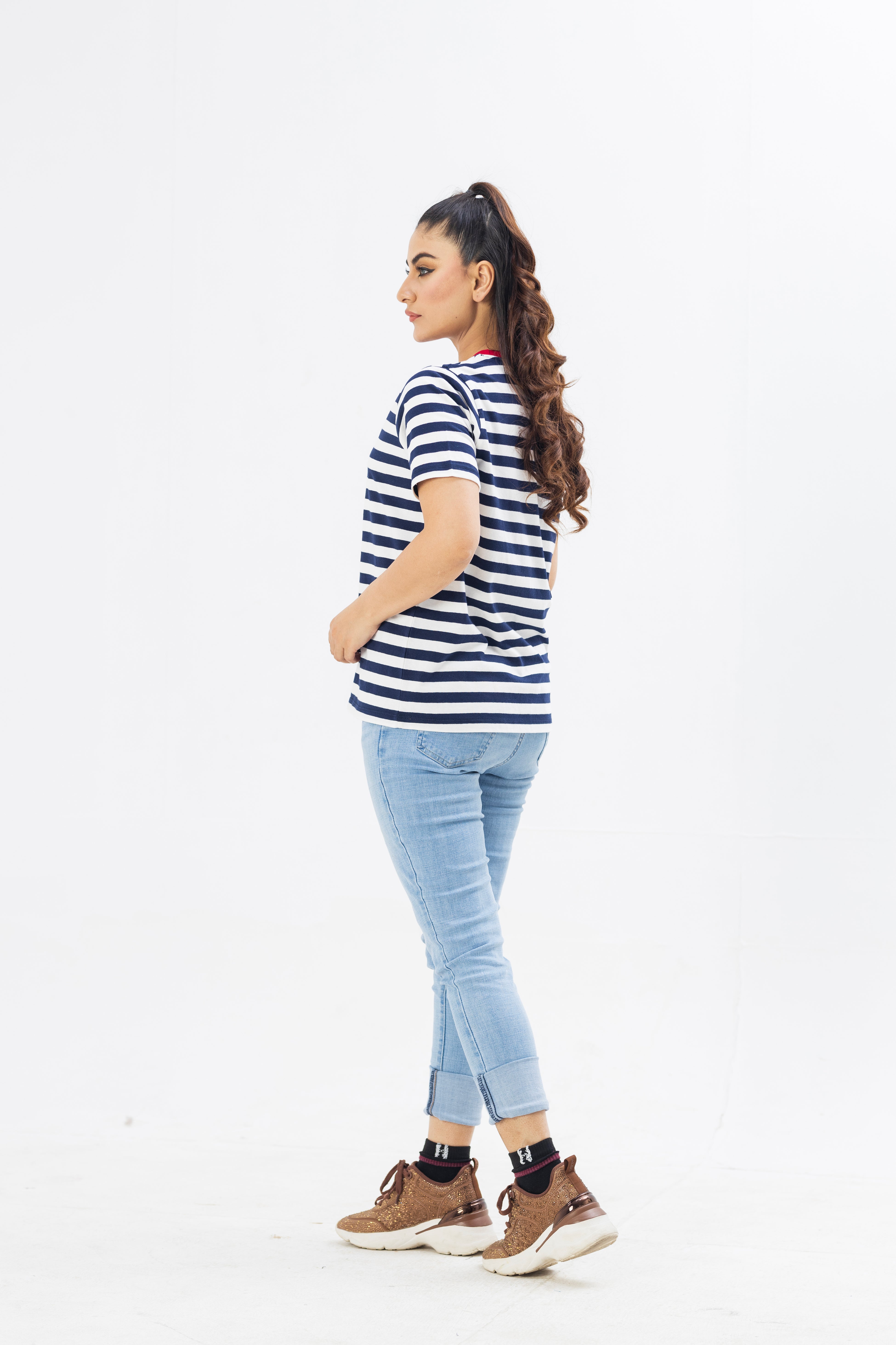 Blue Striped T-Shirt for Women