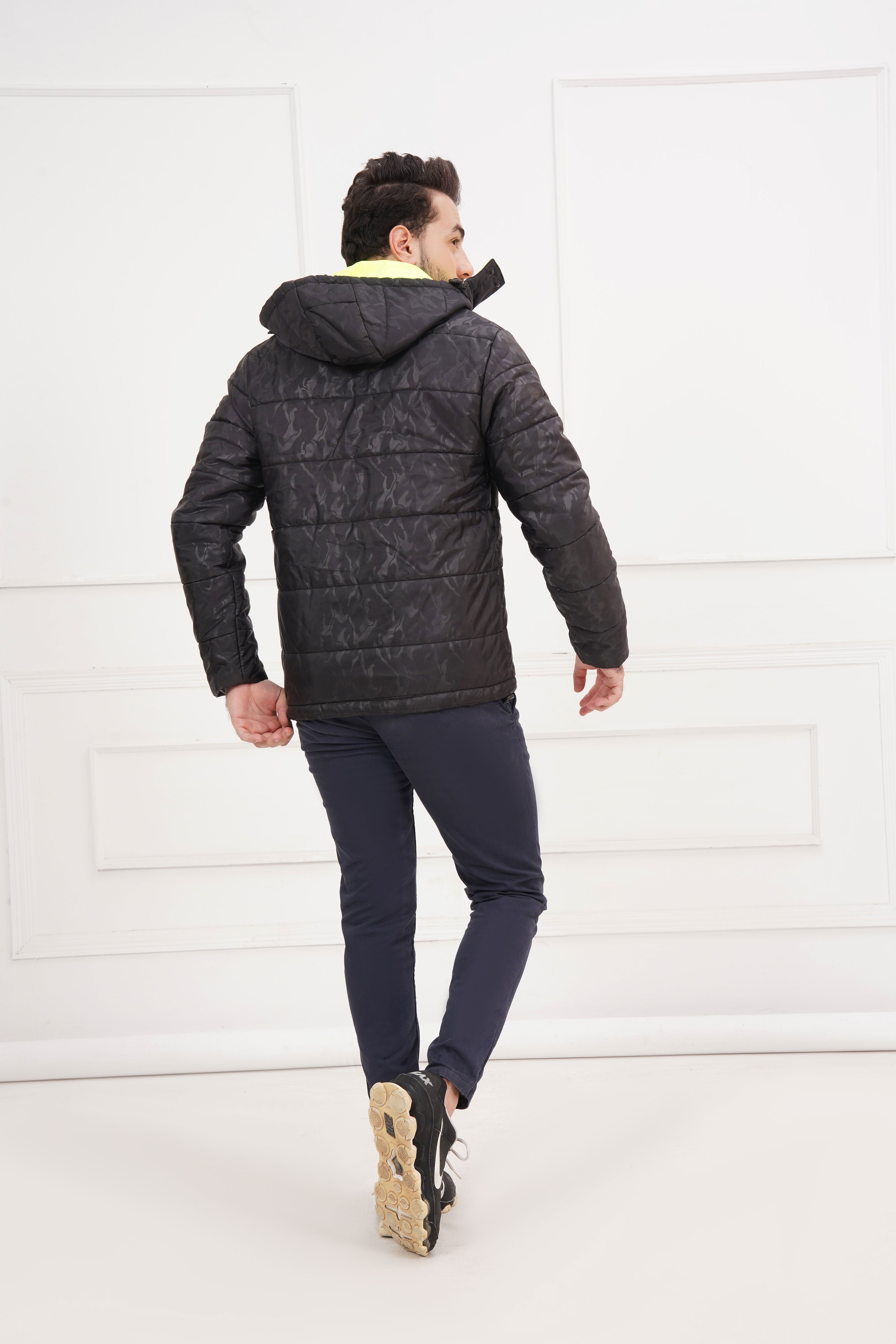 Black Camou Pattern  Parachute Jacket