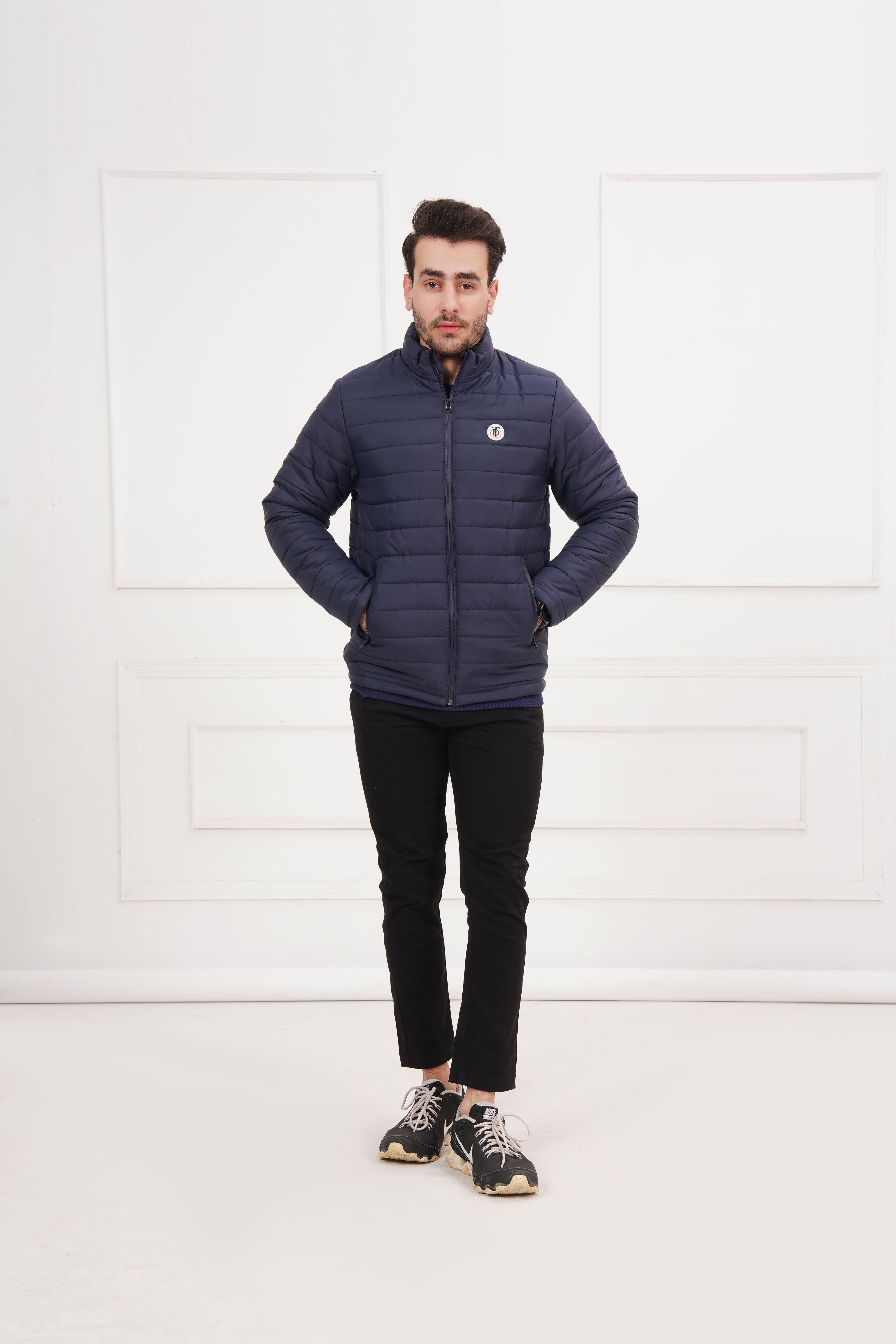 Navy Puffer with Light Blue Inner